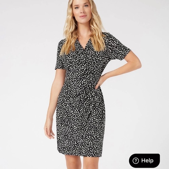 VTG DAVID WARREN Tiger prints front wrapped sheath mini dress womens size 4P - Picture 10 of 10